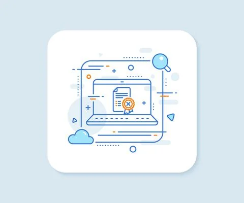 Reject certificate line icon. Decline document sign. Vector イラスト素材
