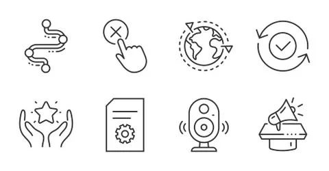 Reject click, Speaker and Security confirmed icons set. Outsourcing, Ranking and イラスト素材