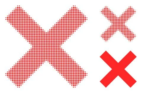 Reject Cross Halftone Dotted Icon 스톡 일러스트