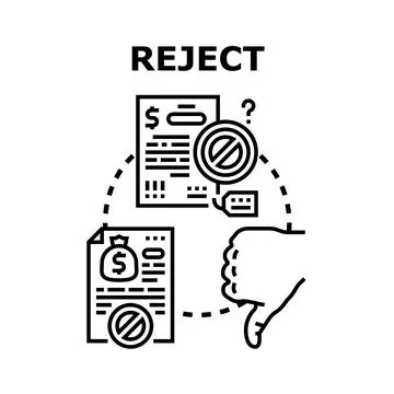 Reject decision concept with document and thumbs down 库存插图