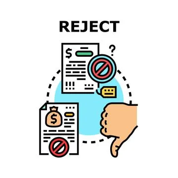 Reject decision concept with document and thumbs down 库存插图