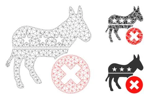 Reject Democrat Donkey Vector Mesh 2D Model and Triangle Mosaic Icon Stock Illustration