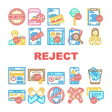 Reject deny document cancel icons set vector Stock Illustration