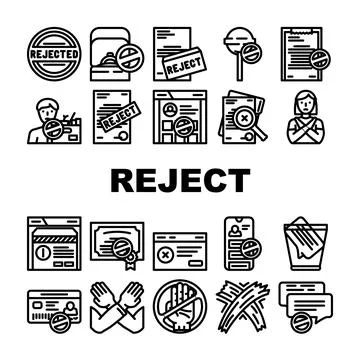 Reject deny document cancel icons set vector イラスト素材