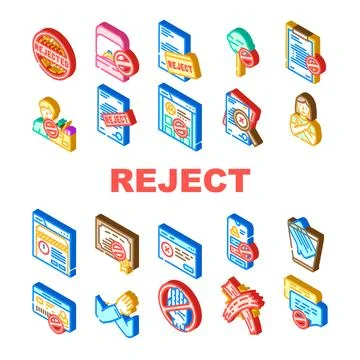 Reject deny document cancel icons set vector Stock Illustration