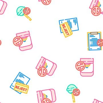 Reject deny document cancel vector seamless pattern Stock Illustration