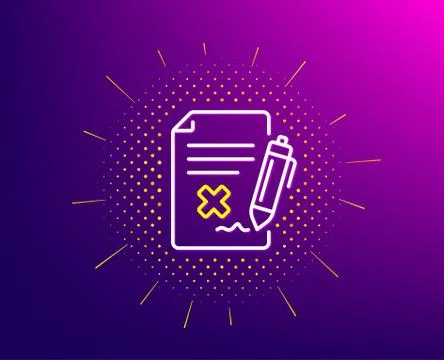 Reject file line icon. Decline document sign. Vector Stock Illustration