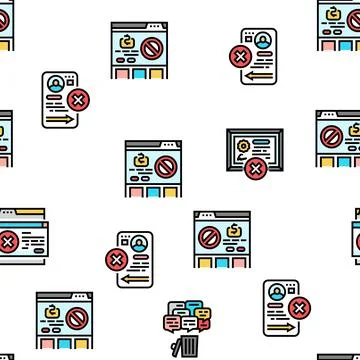 Reject man stop stamp cancel vector seamless pattern Stock Illustration