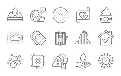 Reject, Roller coaster and Waterproof mattress icons set. Question mark, Love Stock Illustration