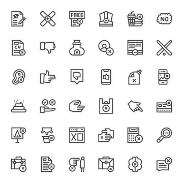 Reject Ultimate Vector Package with 36 128x128 Bold Line Pixel Aligned Icons Stock Illustration