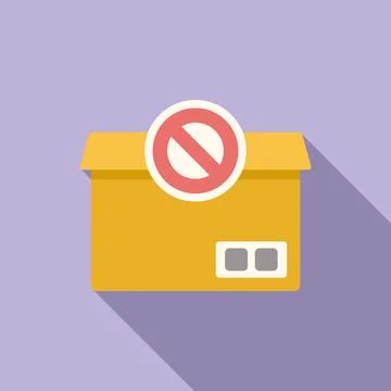 Rejected box icon flat vector. Parcel product Stock Illustration
