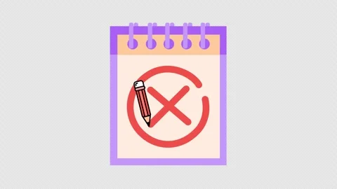 Rejected checklist with a cross checkmark icon in a cartoon animation. Stock Footage 316217364
