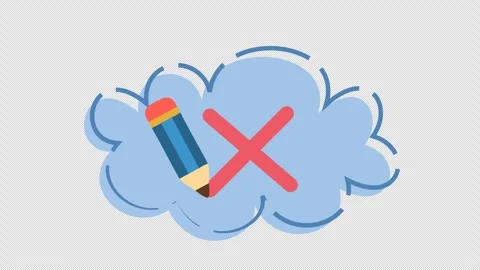 Rejected checkmark on cloud verified icon in cartoon animation. Alpha channel. Stock Footage 311388825
