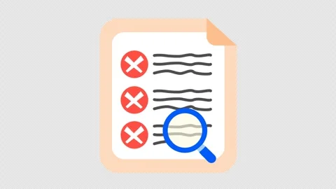 Rejected checkmark on the to-do list review and completion survey icon cartoon Stock Footage 316361291
