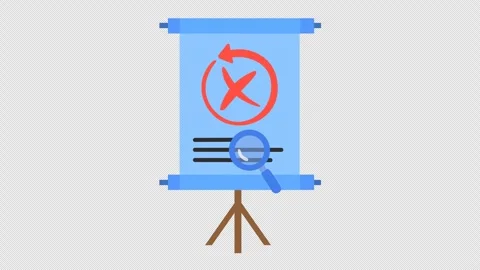 Rejected checkmark on the error data presentation checklist icon in a cartoon Stock Footage 314792331