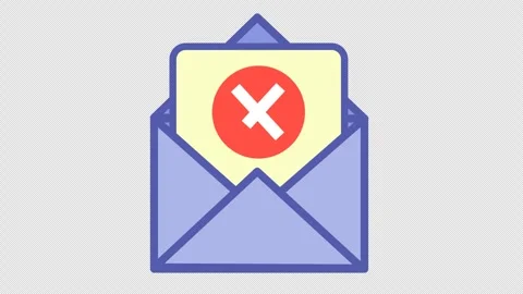 Rejected checkmark on failed email delivery icon in cartoon animation. Stock Footage 314997249
