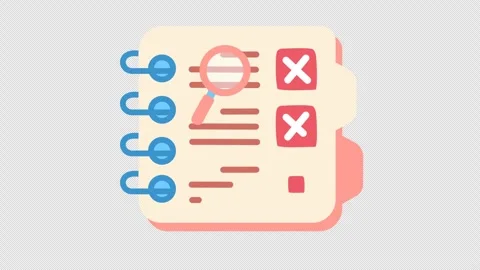 Rejected checkmark on a failed task planner review icon in cartoon animation. Stock Footage 311292109
