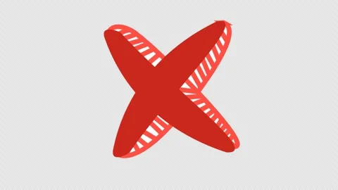 Rejected checkmark icon in cartoon animation. Wrong checklist symbol. Stock Footage 314375879