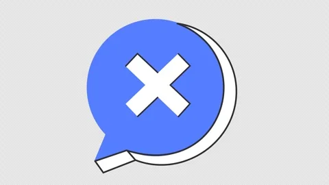 Rejected checkmark on speech bubble icon in cartoon animation. Failed task Stock Footage 314456194