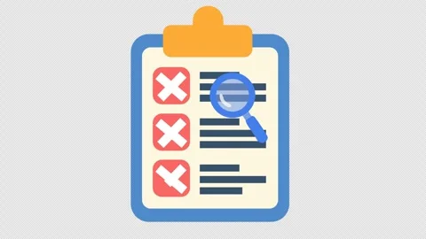 Rejected checkmark on task management and review icon in cartoon animation. Stock Footage 313189374