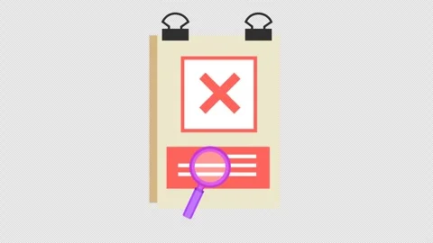 Rejected checkmark on task verification checklist icon in a cartoon animation. Stock Footage 316760005