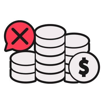 Rejected coin stack icon Stock Illustration