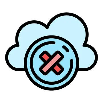 Rejected data cloud icon color outline vector 스톡 일러스트