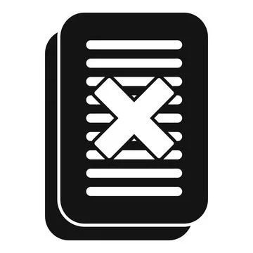 Rejected document with cross mark icon showing disapproval Stock Illustration