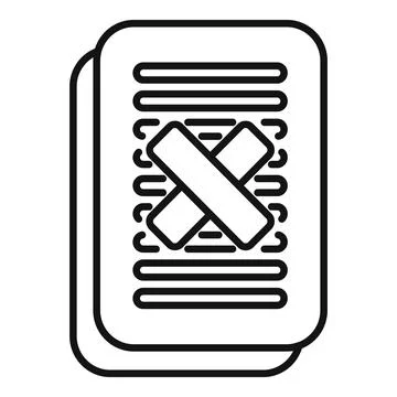 Rejected document with crossed out lines icon showing disapproval Stock Illustration