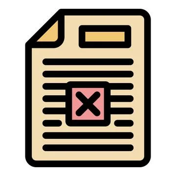 Rejected document with pink cross mark icon representing deletion or error 库存插图