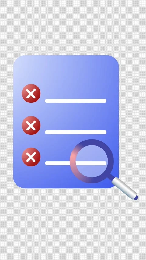 Rejected document scan. Error detection icon files. Cartoon animation. Stock Footage 295010450