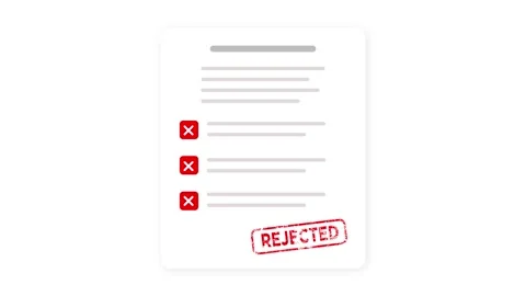 Rejected document stamp animation featuring digital file denial mark Stock Footage 348382027