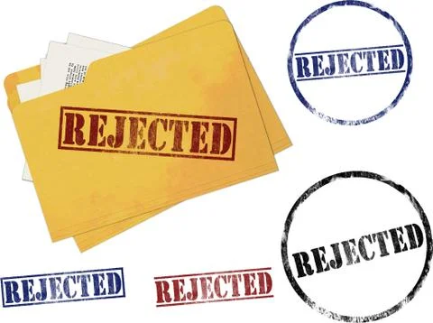 Rejected File Folder and Rubber Stamp Seals Set Stock Illustration