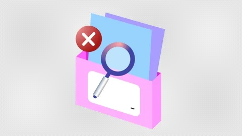 Rejected files scan cartoon animation. Failed document review with cross icon. Stock Footage 301501017