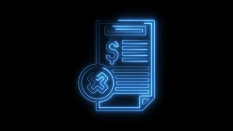 Rejected invoice neon glow animation on black background for financial issues Stock Footage 322969986