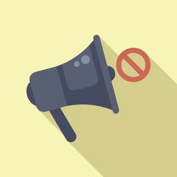 Rejected megaphone speech icon flat vector. Modern law Stock Illustration