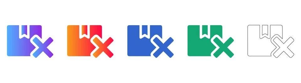 Rejected Package Icon Set: Error, Removal, or Delivery Issue Symbol Ilustração Stock
