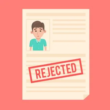 Rejected paper document. Cartoon Vector illustration Stock Illustration