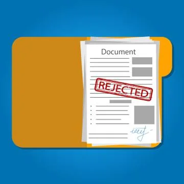 Rejected paper document on clipboard with stamp. Vectr. Stock Illustration