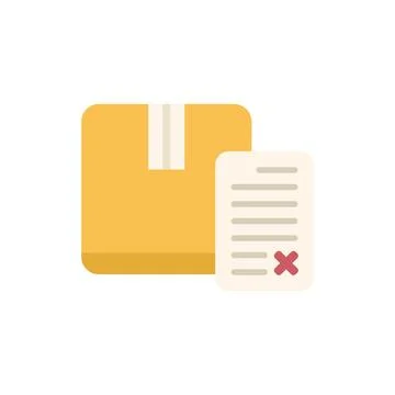 Rejected parcel delivery with cardboard box and document with error cross m.. Stock Illustration