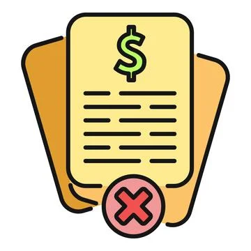 Rejected payment bill icon showing financial error Stock Illustration