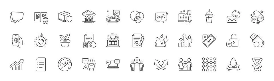 Rejected payment, Intersection arrows and Euler diagram line icons. For web app 스톡 일러스트