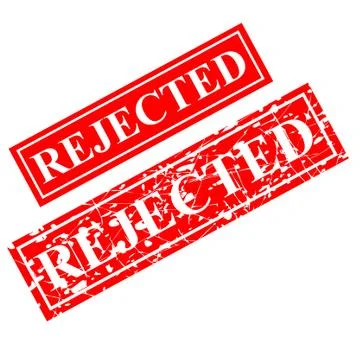 Rejected, Red Rubber Stamp, Document Proposal Offering Related, isolated on w Illustrazione stock
