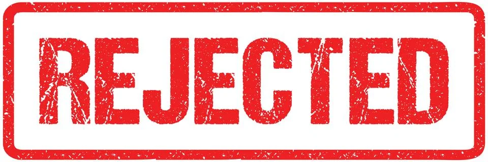 Rejected Red Seal Seal Rough Letters Isolated on White. Red Ink Grunge Rubber Stock Illustration