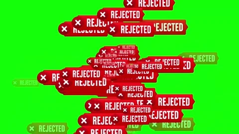 Rejected Stamp Banner Animation with White Cross Icon on Green Screen Stock Footage 341128080