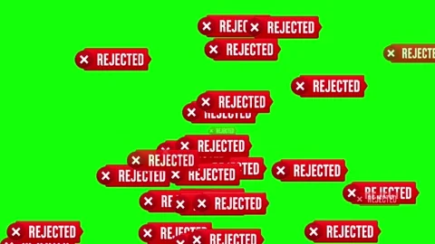 Rejected Stamp Banner Animation with White Cross Icon on Green Screen Stock Footage 341128236