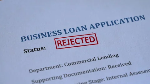 Rejected Stamp Coming Down on Business Loan Application Form Stock Footage 340654555