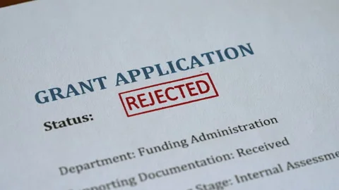 Rejected Stamp Coming Down on Grant Application Form Stock Footage 340655230