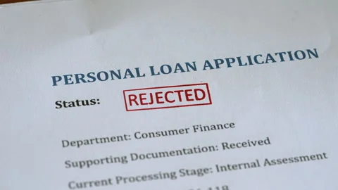 Rejected Stamp Coming Down on Personal Loan Application Form Stock Footage 340655243
