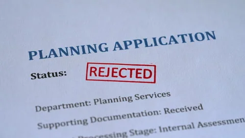 Rejected Stamp Coming Down on Planning Application Form Stock Footage 340654551